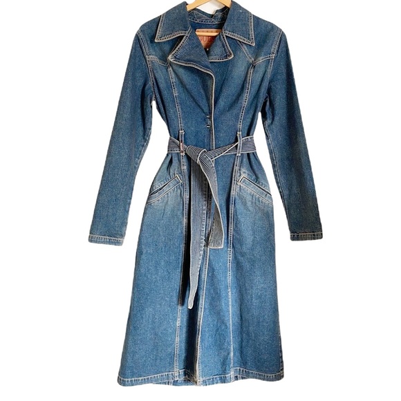 Vintage Guess Denim Trench Dress Coat 